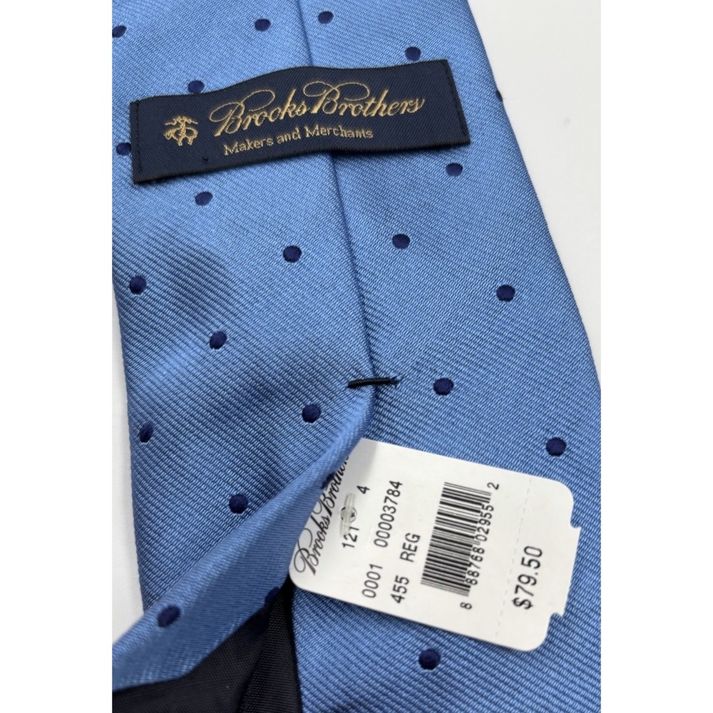 NWT Brooks Brothers Men's 56" Blue Polka Dot Silk Tie - Picture 4 of 6
